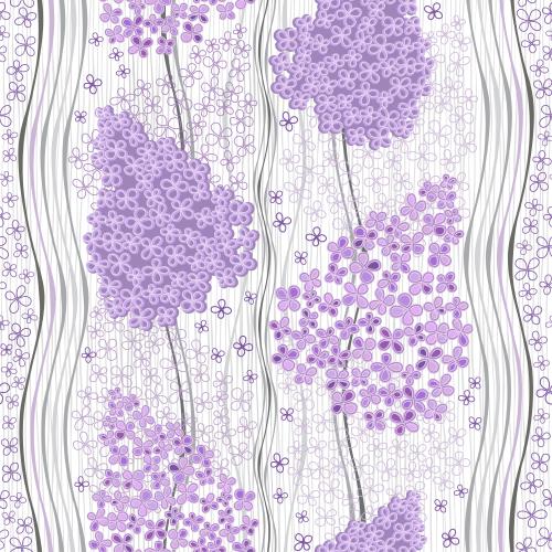 Lilac. Vector lilac flowers on monochrome striped
