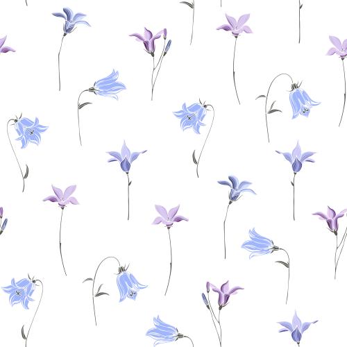 Bellflower. Vector Pattern flowers bells on white
