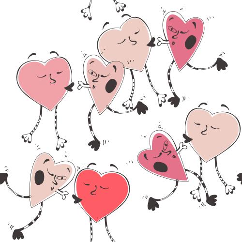 Heart. Vector Pattern kisstoon hearts on white