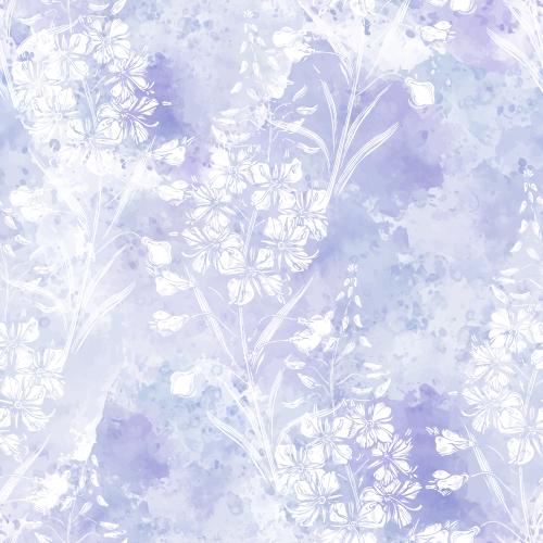 Fireweed. Vector kips, ivan's tea, white silhouettes on a lavender watercolor