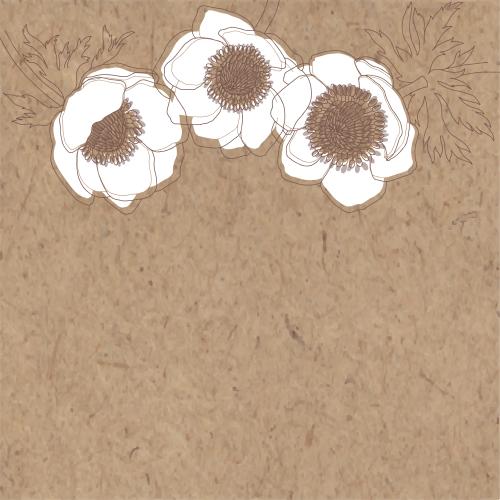 Anemone. Vector anemones silhouettes and outlines of flowers space for text on craft