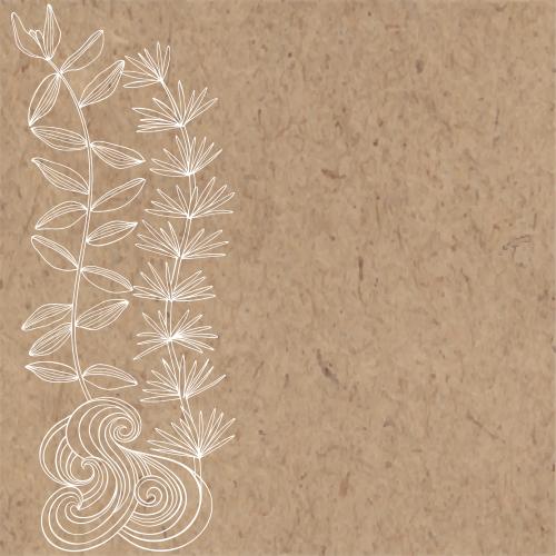 Vector image marine algae, decorative waves, text area on craft paper