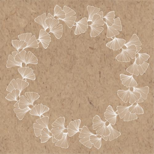 Ginkgo biloba. Vector round frame with ginkgo biloba leaves on kraft