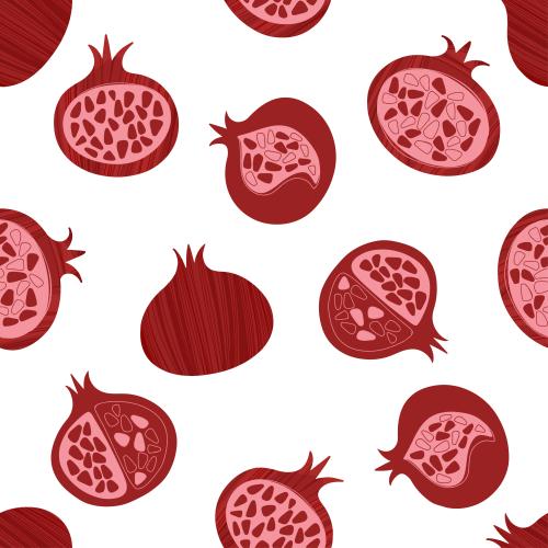 Pomegranate. Vector stylized pomegranates on white