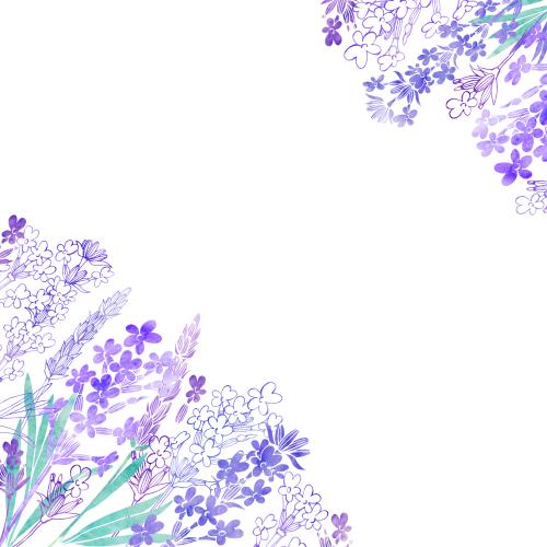 Raster image watercolor lavender, place for text, corner composition on white