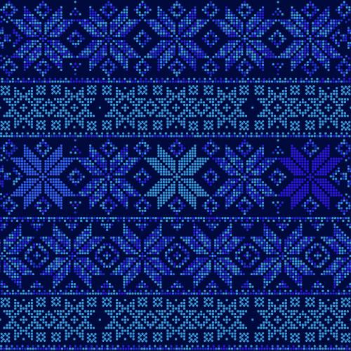 Stripe. Vector sky blue stars-snowflakes from dots decorative stripes on blue