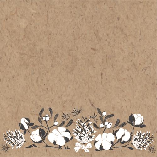 Mistletoe. Vector cotton, pine cones and mistletoe, winter arrangement on craft