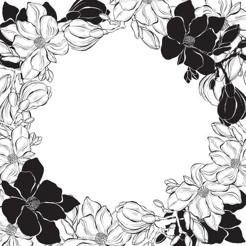 Magnolia. Vector magnolia round text area on white