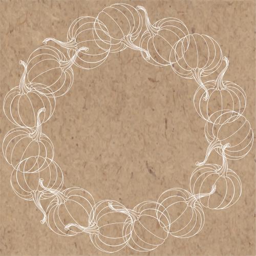Pumpkin. Vector pumpkins round frame on craft