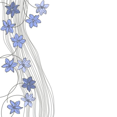 Vector image flowers, wavy vertical lines, space for text on white