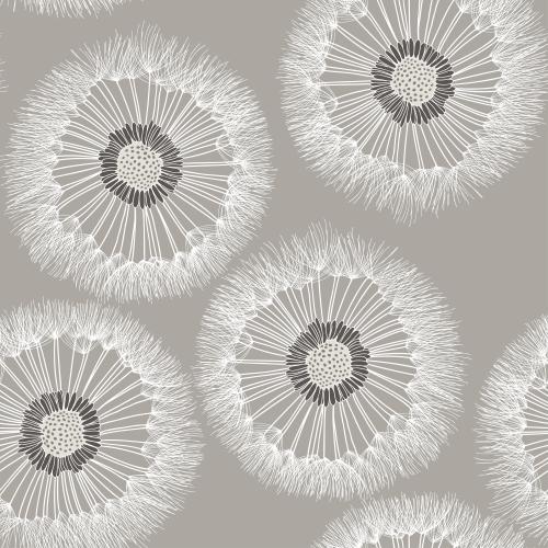 Dandelion. Vector fluffy dandelions on gray