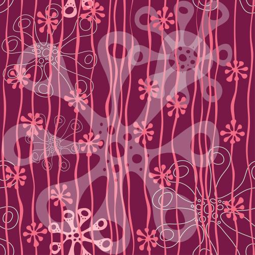 Illustration abstract flowers with vertical wavy lines on burgundy