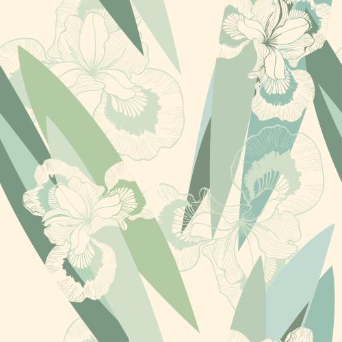 Iris. Vector irises, flowers and leaves on light