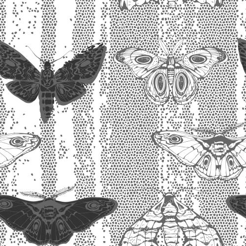 Illustration night butterflies on mosaic