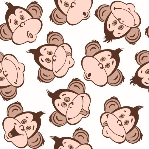 Animals. Vector funny monkey faces on white
