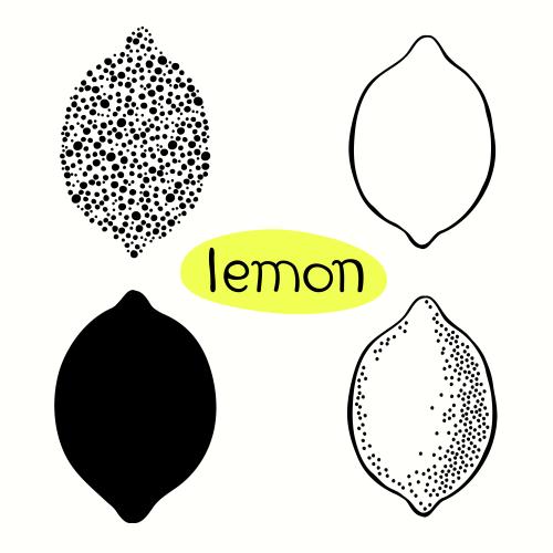 Lemon. Vector lemons, four different options on white