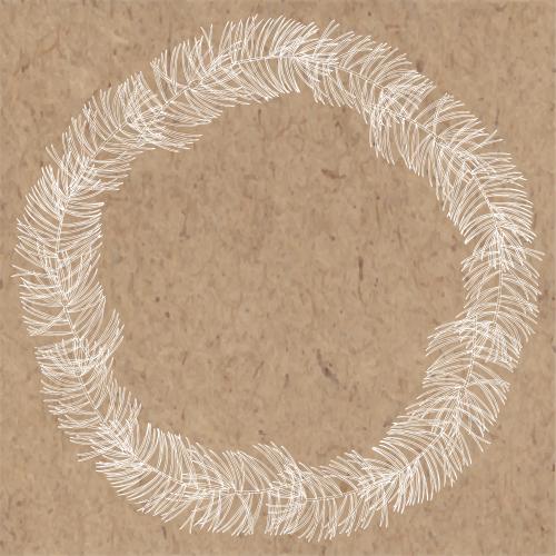 Pine. Vector round frame wreath from coniferous branches on craft
