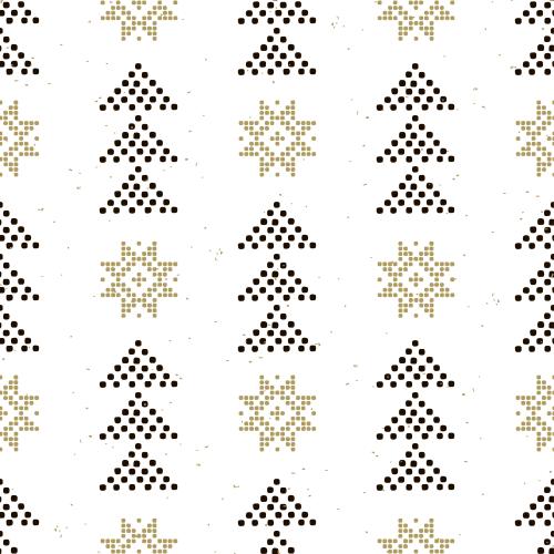 Illustration stars snowflakes and trees of dots on white