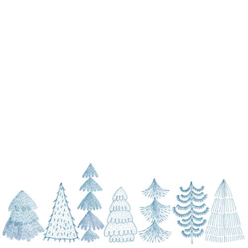 Raster image stylized watercolor tree motifs, white space for text