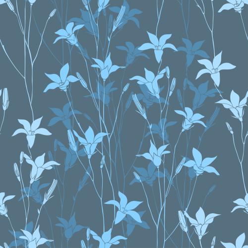 Illustration blue and blue bells on gray-blue