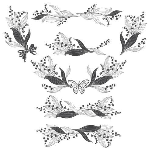 Lily-of-the-valley. Vector lily of the valley, various white flower arrangements