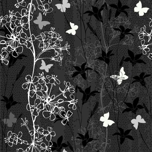 Bellflower. Vector bells field flowers butterflies on mosaic
