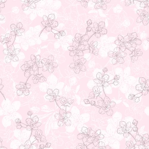 Bud. Vector cherry flowers on pink