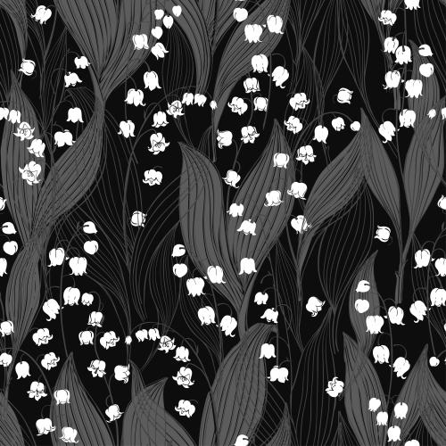 Lily-of-the-valley. Vector lily of the valley on black