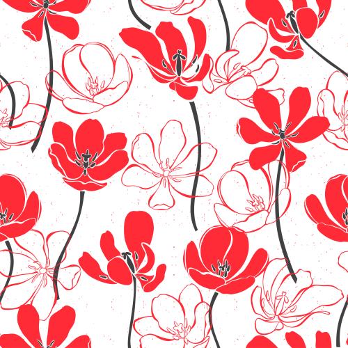 Tulip. Vector red tulips on white