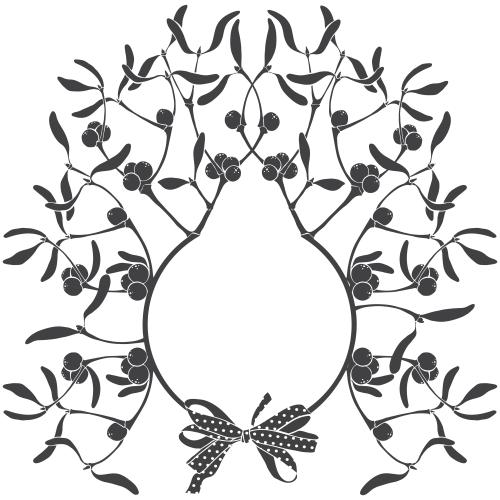 Bow. Vector mistletoe branches with a bow, space for text on white