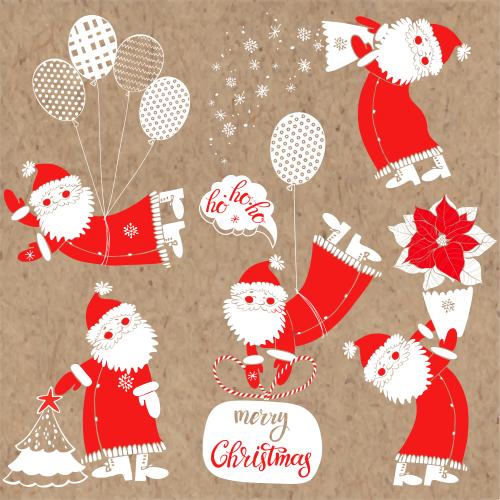 Illustration cartoonish frosty grandfathers on craft