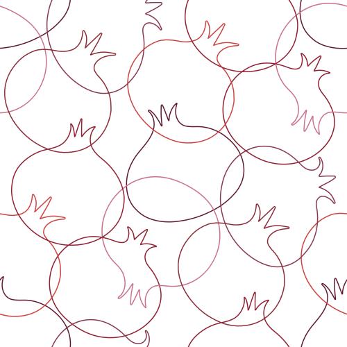 Pomegranate. Vector pomegranates, colorful contours on white
