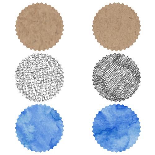 Vector image circles with wavy edges various textures