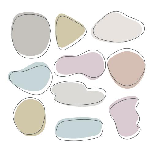 Vector image colored decorative shapes, contours-frames on white