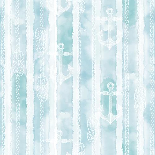 Anchor. Vector sea ropes, ropes with sea knots, anchors on watercolor striped