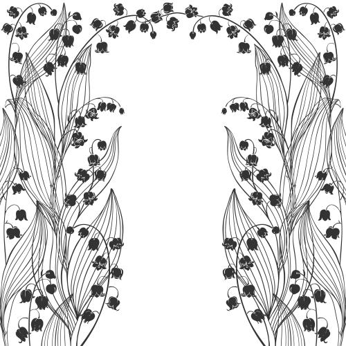 Lily-of-the-valley. Vector arch of lily of the valley, place for text on white