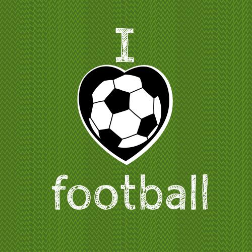 Grass. Vector football ball in the shape of a heart on green grass