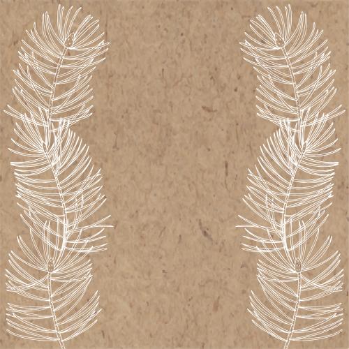 Pine. Vector coniferous branches, text area on craft paper