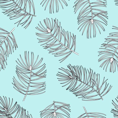 Pine. Vector coniferous branches on blue