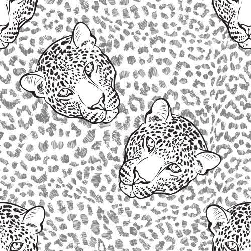 Leopard. Vector heads of leopards on leopard texture