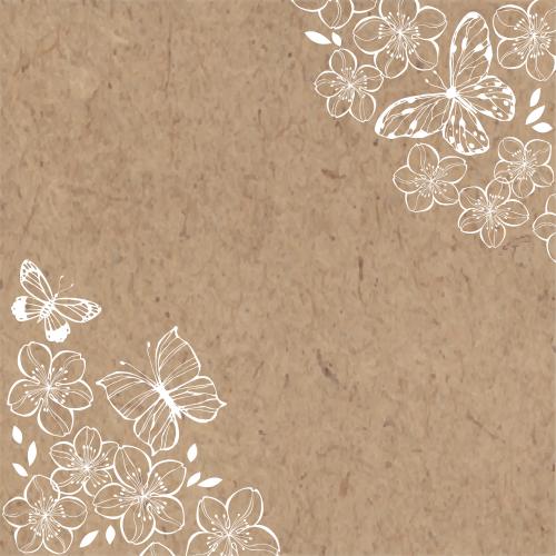 Butterfly. Vector sakura flowers and butterflies text area on craft corner composition