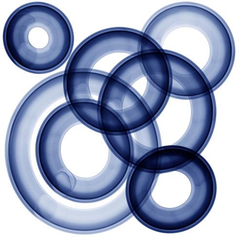 Oval. Vector decorative composition of blue watercolor circles and ovals on white