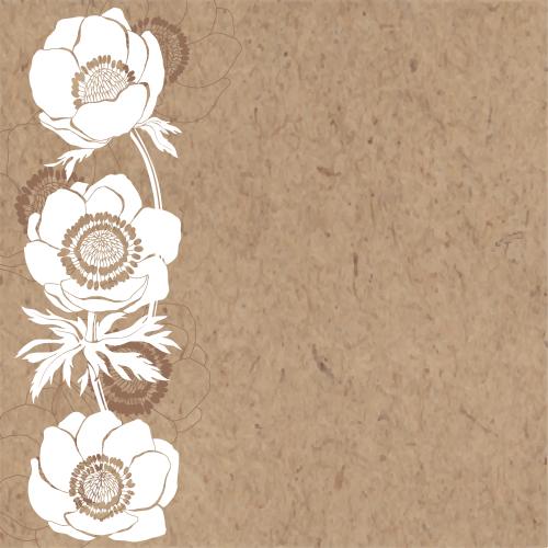 Anemone. Vector anemones silhouettes and outlines of flowers space for text on craft paper