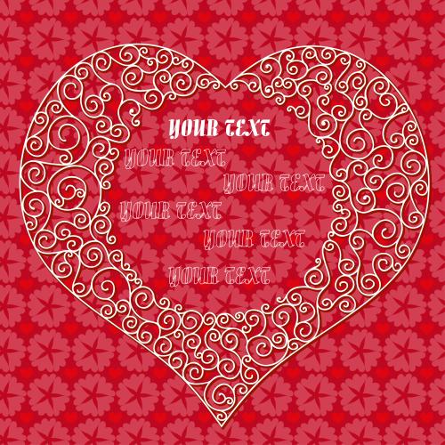 Romance. Vector large lace heart with a text area on red