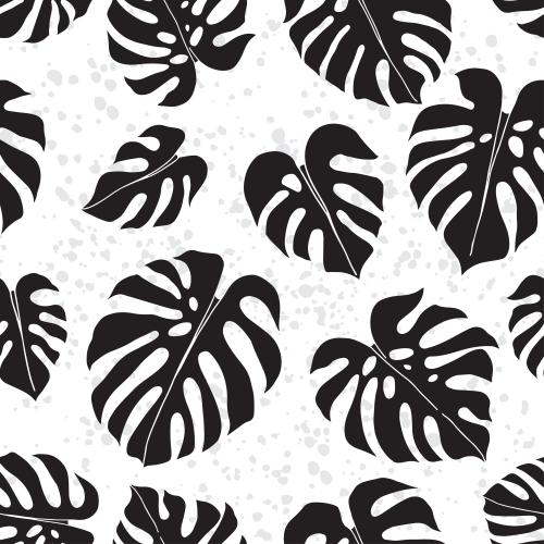 Blot. Vector leaves of the monster, silhouettes on textured white