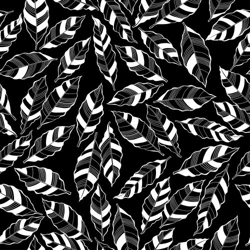 Vector image striped abstract leaves on black