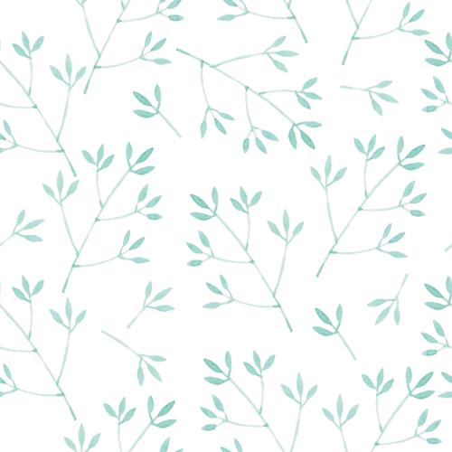 Vector image green twigs with leaves on white