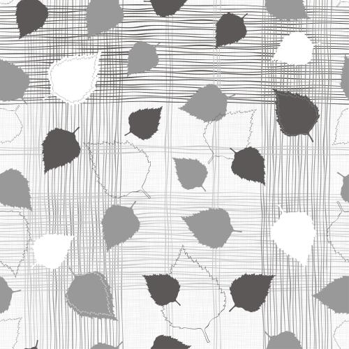 Cage. Vector monochrome birch leaves on checkered