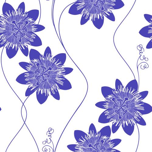 Passionflower. Vector passion flower, purple silhouettes on white