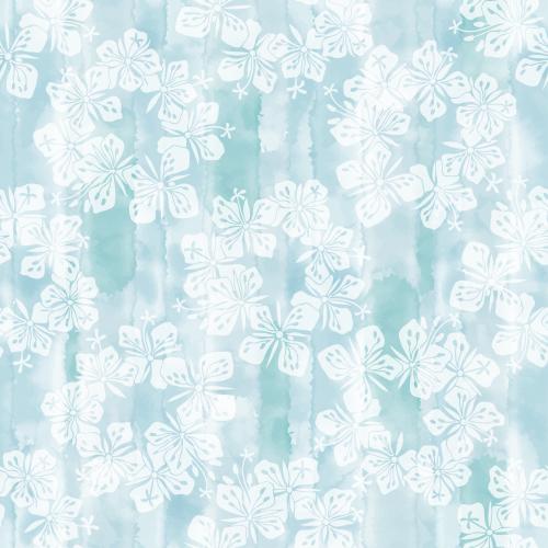 Illustration decorative flowers, silhouettes on blue watercolor